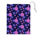 Pink and Blue Flowers Drawstring Pouch (4XL) Front