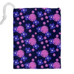 Pink and Blue Flowers Drawstring Pouch (4XL) Back