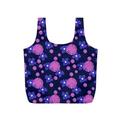 Pink And Blue Flowers Full Print Recycle Bag (s) by bloomingvinedesign