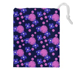 Pink And Blue Flowers Drawstring Pouch (4xl) by bloomingvinedesign