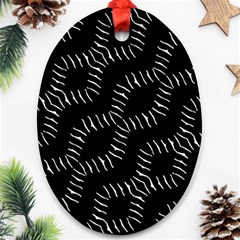 Black And White Geo Print Ornament (oval)