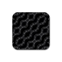 Black And White Geo Print Rubber Square Coaster (4 Pack)  by dflcprintsclothing