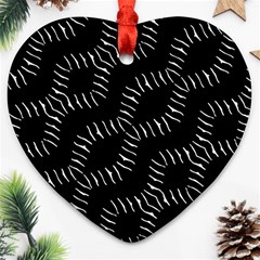 Black And White Geo Print Heart Ornament (two Sides) by dflcprintsclothing