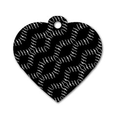 Black And White Geo Print Dog Tag Heart (one Side)