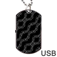 Black And White Geo Print Dog Tag Usb Flash (one Side) by dflcprintsclothing