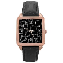 Black And White Geo Print Rose Gold Leather Watch 