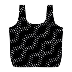 Black And White Geo Print Full Print Recycle Bag (l)