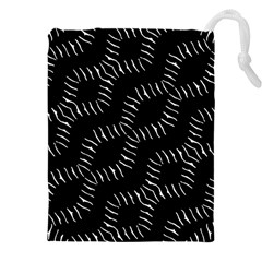 Black And White Geo Print Drawstring Pouch (4xl) by dflcprintsclothing