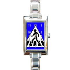 Cross Crossing Crosswalk Line Walk Rectangle Italian Charm Watch