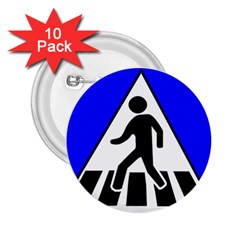 Cross Crossing Crosswalk Line Walk 2.25  Buttons (10 pack) 