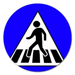 Cross Crossing Crosswalk Line Walk Magnet 5  (Round)