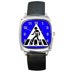 Cross Crossing Crosswalk Line Walk Square Metal Watch by HermanTelo