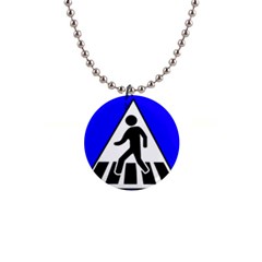 Cross Crossing Crosswalk Line Walk 1  Button Necklace