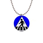 Cross Crossing Crosswalk Line Walk 1  Button Necklace Front