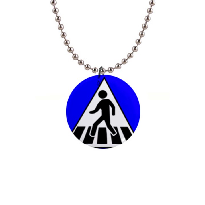 Cross Crossing Crosswalk Line Walk 1  Button Necklace