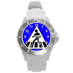 Cross Crossing Crosswalk Line Walk Round Plastic Sport Watch (L)