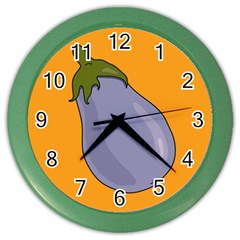 Eggplant Fresh Health Color Wall Clock by Mariart