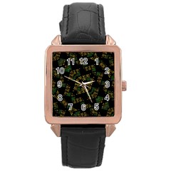 Modern Geometric Print Rose Gold Leather Watch 