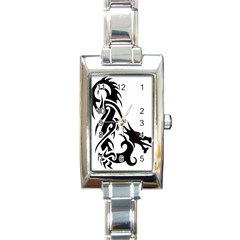 Black Dragon Animal Rectangle Italian Charm Watch by HermanTelo