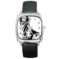 Black Dragon Animal Square Metal Watch