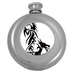 Black Dragon Animal Round Hip Flask (5 Oz) by HermanTelo