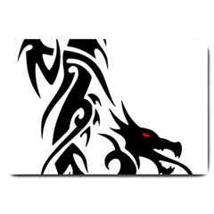 Black Dragon Animal Large Doormat  by HermanTelo