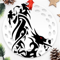 Black Dragon Animal Ornament (round Filigree)