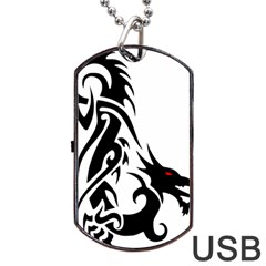 Black Dragon Animal Dog Tag Usb Flash (two Sides)