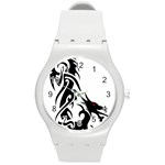 Black Dragon Animal Round Plastic Sport Watch (M) Front