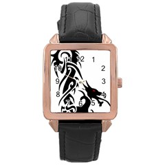 Black Dragon Animal Rose Gold Leather Watch 