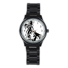 Black Dragon Animal Stainless Steel Round Watch by HermanTelo