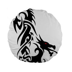 Black Dragon Animal Standard 15  Premium Flano Round Cushions by HermanTelo