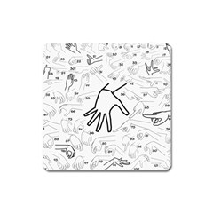 Hands Reference Art Drawing Square Magnet by Mariart