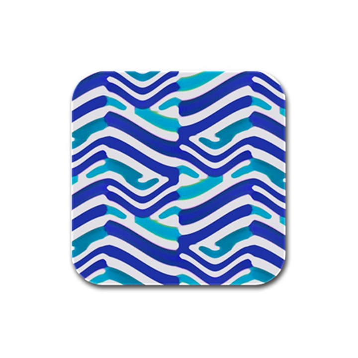 Colored Abstract Print1 Rubber Square Coaster (4 pack) 