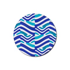 Colored Abstract Print1 Rubber Round Coaster (4 Pack) 