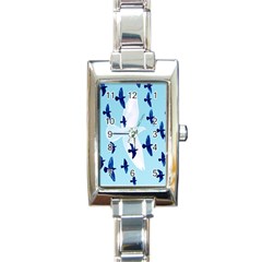 Illustrations Birds Flying Rectangle Italian Charm Watch by HermanTelo