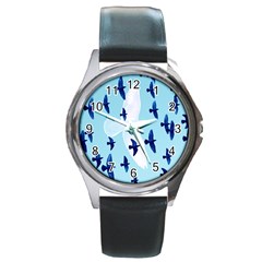 Illustrations Birds Flying Round Metal Watch by HermanTelo