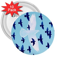 Illustrations Birds Flying 3  Buttons (10 Pack)  by HermanTelo