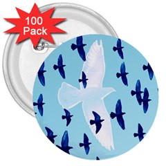 Illustrations Birds Flying 3  Buttons (100 Pack)  by HermanTelo