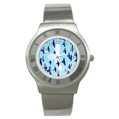 Illustrations Birds Flying Stainless Steel Watch