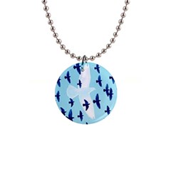 Illustrations Birds Flying 1  Button Necklace by HermanTelo