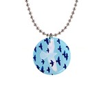 Illustrations Birds Flying 1  Button Necklace Front