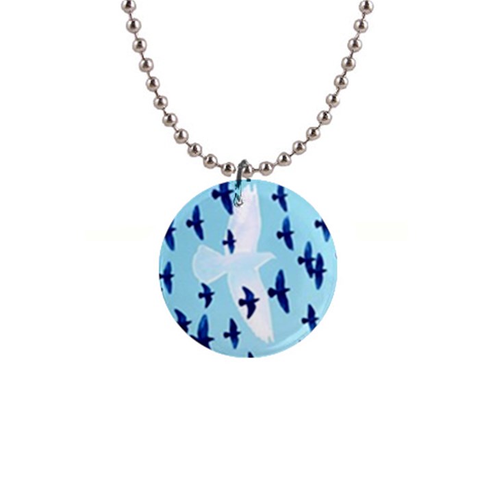 Illustrations Birds Flying 1  Button Necklace