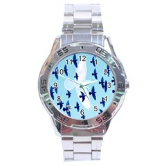 Illustrations Birds Flying Stainless Steel Analogue Watch