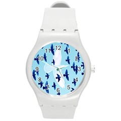 Illustrations Birds Flying Round Plastic Sport Watch (m)