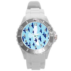 Illustrations Birds Flying Round Plastic Sport Watch (l) by HermanTelo