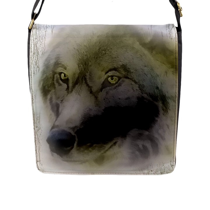 Wolf Evil Monster Flap Closure Messenger Bag (L)