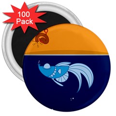 Fish Water Fisherman 3  Magnets (100 pack)