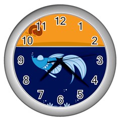 Fish Water Fisherman Wall Clock (Silver)