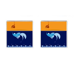 Fish Water Fisherman Cufflinks (Square)